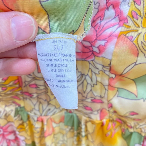 Vintage 70s Deadstock Floral Full Length Nightgown Sz Small - Picture 4 of 6